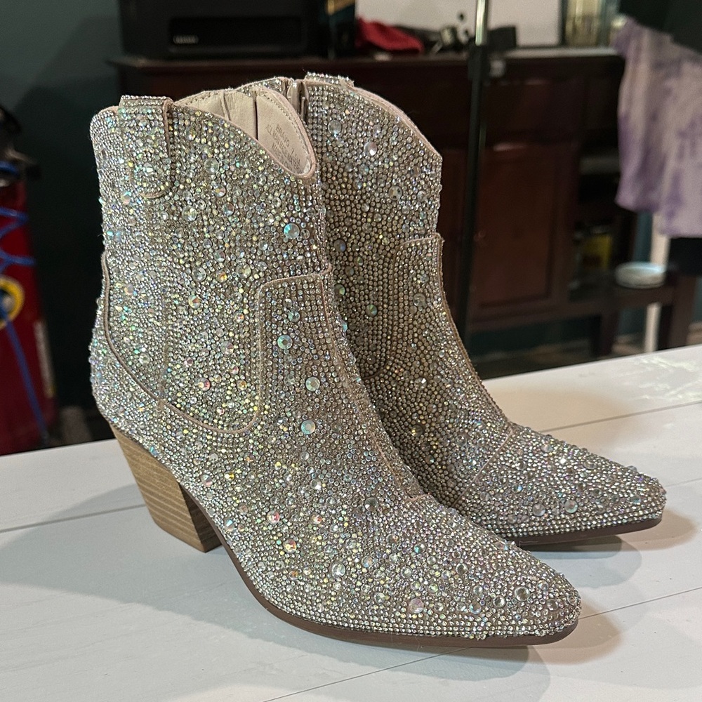 Sincerely Jules Glittering Rhinestone Ankle Boots